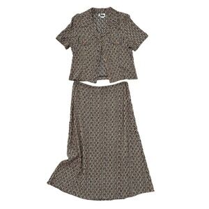 Vintage RJ & Co 2 Piece Skirt Set Size 12‎ Rayon Geometric Lattice Made In USA